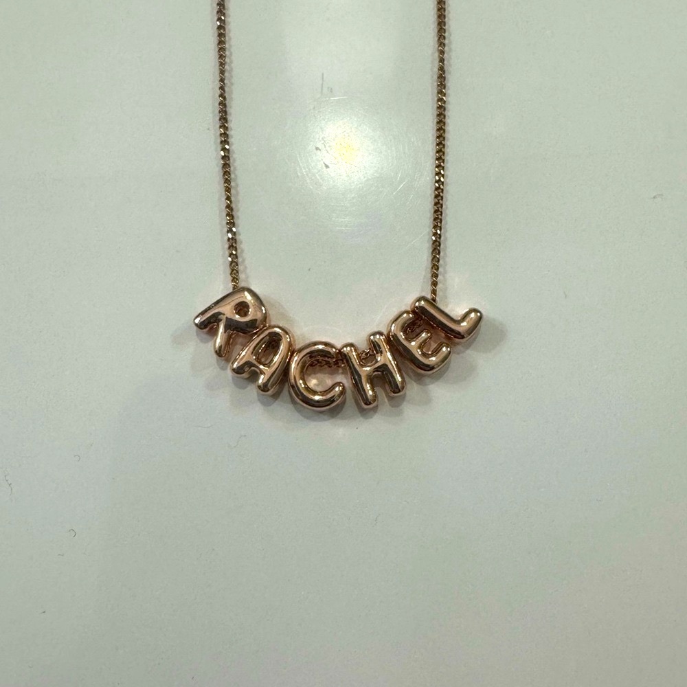 Rose Gold Rachel Nameplate Bubble Necklace